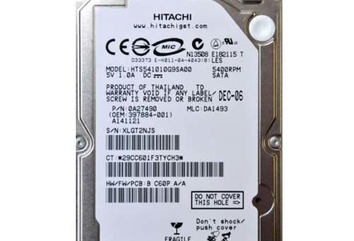 Recupero da Hard Disk Hitachi 2,5 100gb HTS541010G9SA00